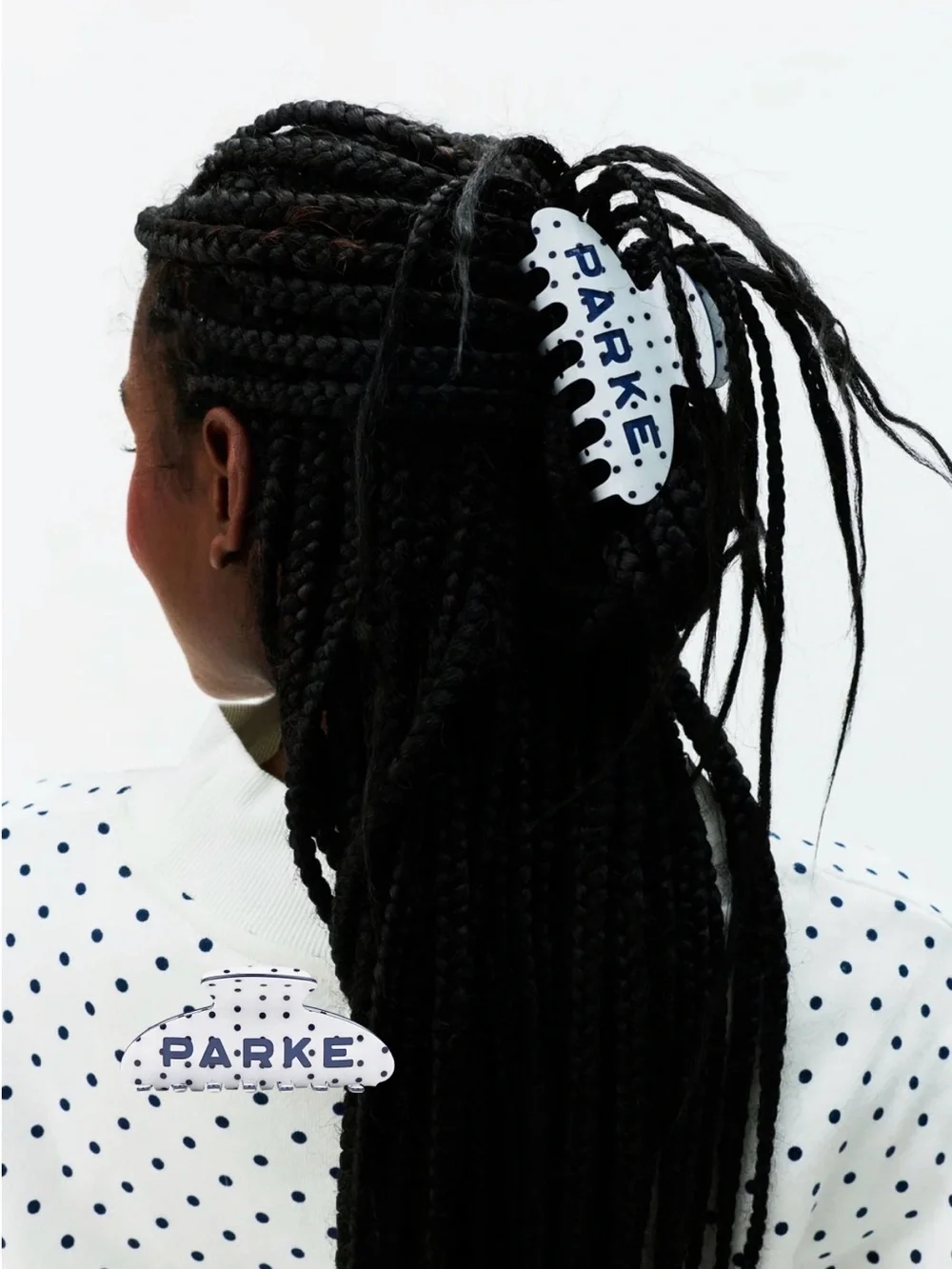 NWT PARKE White Polka Dot Claw Clip